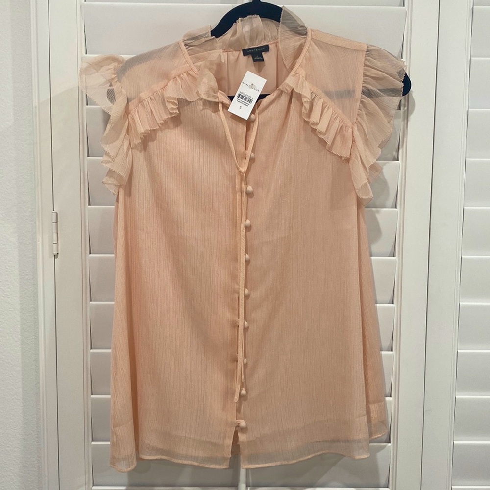 Pink ruffle blouse